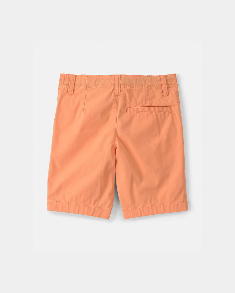 Boys Twill Flat-Front Shorts - Orange, image 2 of 4 slides