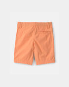 Boys Twill Flat-Front Shorts - Orange, image 2 of 4 slides