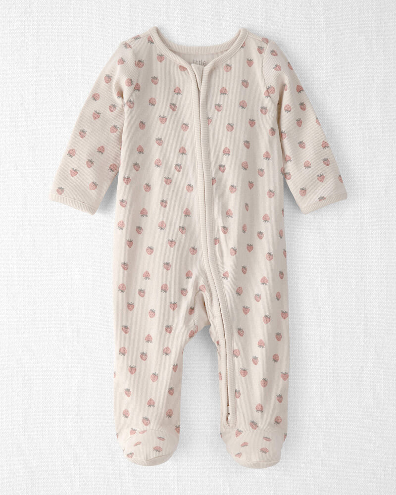 B&eacute;b&eacute; fille - Grenouill&egrave;re en coton biologique, fraise, image 1 sur 4 diapositives