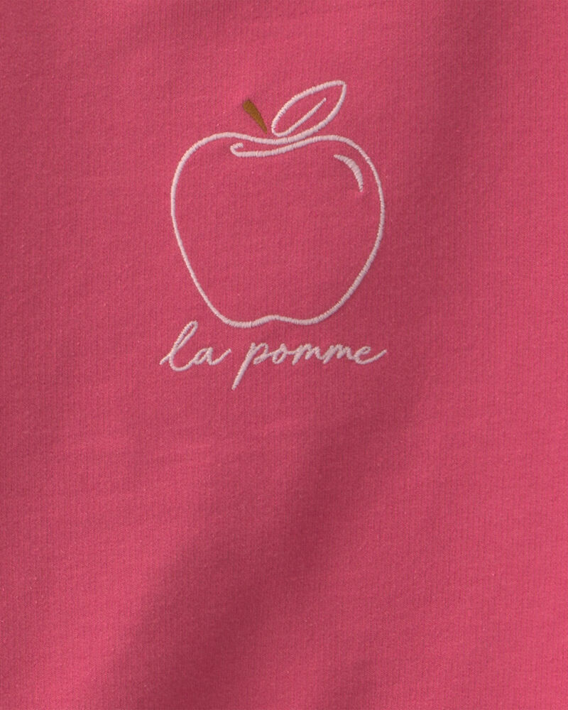Girls 2-Piece Apple French Terry Long-Sleeve Top & Skort Set - Pink, image 3 of 5 slides