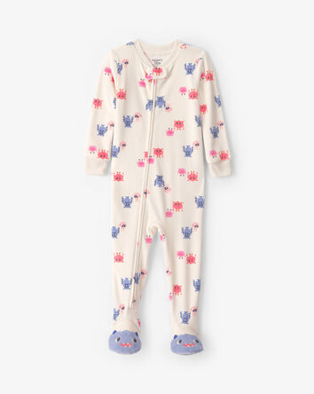 Toddler Girl 1-Piece Monster DreamPlush Snug Fit Footed Pyjama - Cream, 