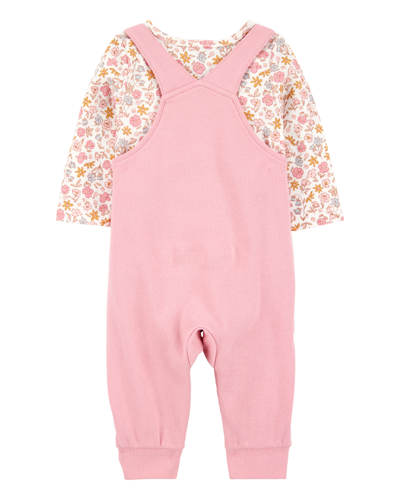 Baby 2-Piece Floral Long-Sleeve Tee & Coverall Set, image 2 of 7 slides