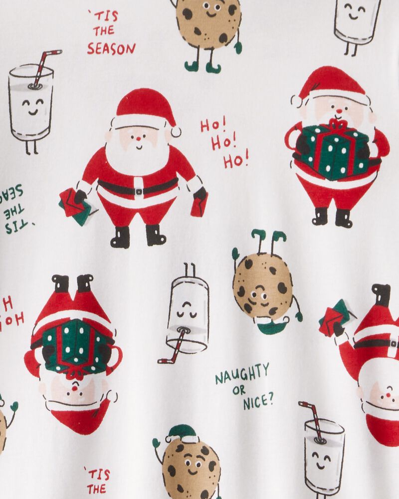 Adult Santa Milk & Cookies 100% Cotton Long-Sleeve Snug Fit - White, image 2 of 3 slides