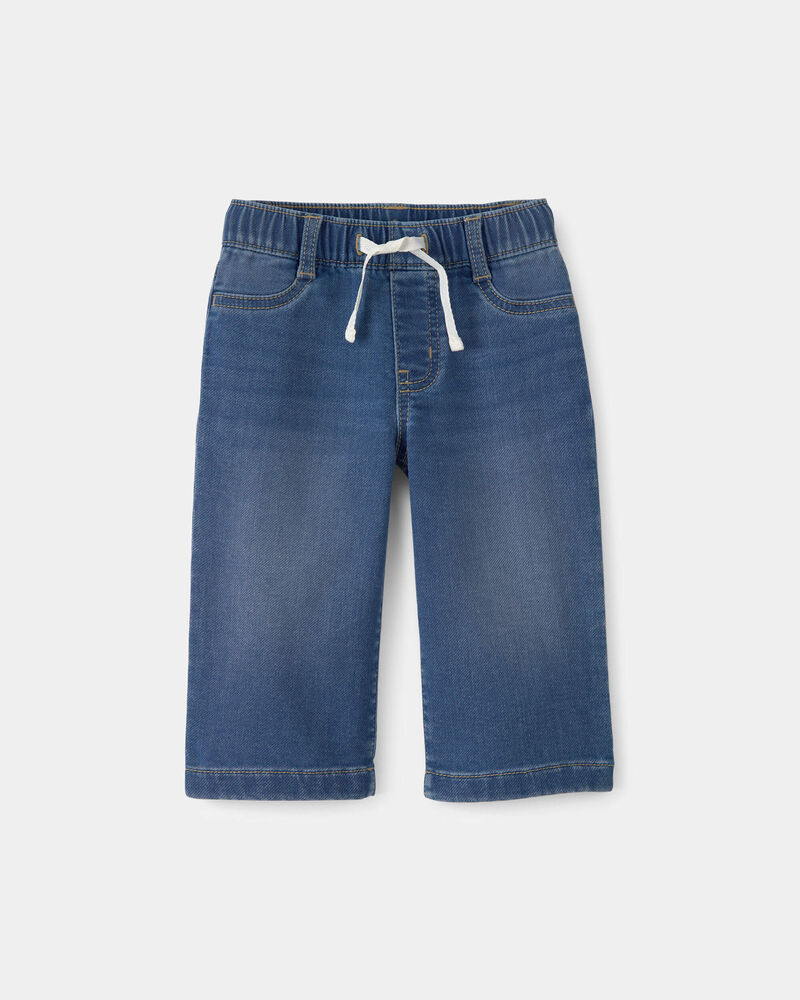 Baby Girl Drawstring Wide-Leg Jeans - Dark Wash, image 1 of 4 slides