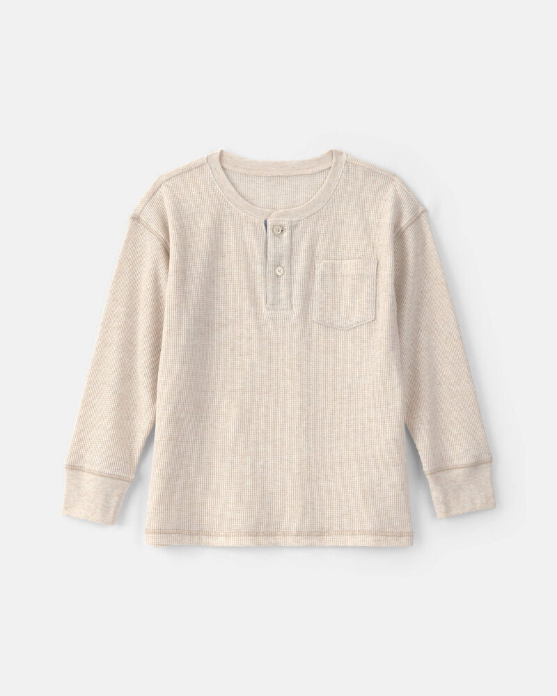 Boys Thermal Long-Sleeve Henley T-Shirt - Cream, image 1 of 3 slides