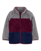 Kid Colourblock Fleece Knit Jacket - Red, image 1 of 3 slides