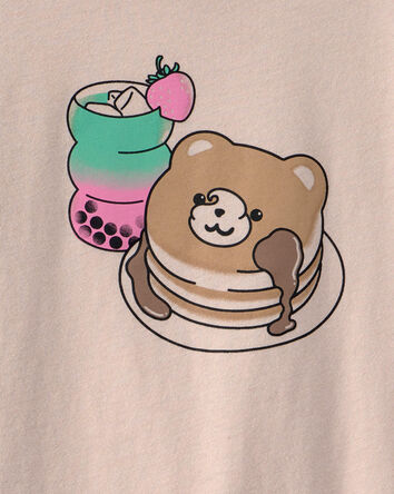 Girls Pancakes & Boba Graphic Tee - Brown, 