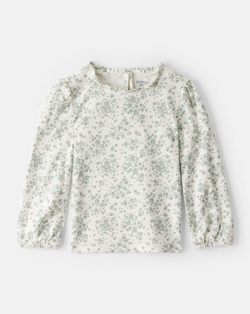 Toddler Ribbed Floral Print Long-Sleeve Top , 