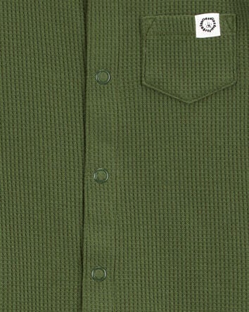 Baby Waffle Knit Short-Sleeve Romper - Green, 