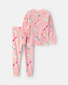 Toute-petit fille - Pyjama ajust&eacute; 2 pi&egrave;ces en DreamPlush &agrave; motif licorne &ndash; Rose, image 1 sur 2 diapositives