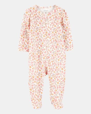 Baby Girl Floral 2-Way Zip Cotton Sleeper pyjamas, 