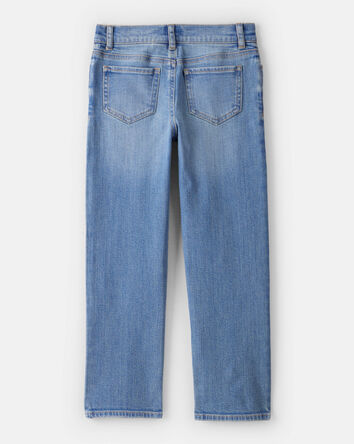 Girls Button-Front Straight Leg Jeans - Blue, 