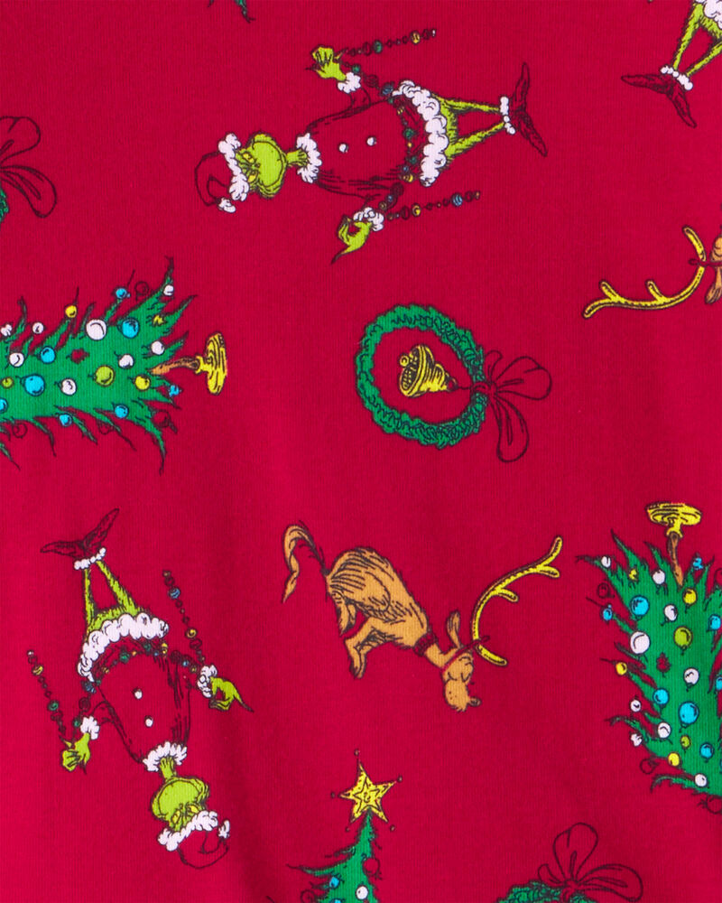 Kid Dr. Seuss™ The Grinch Print 100% Cotton Long-Sleeve Snug Fit 2-Piece Pyjamas - Red, image 2 of 3 slides