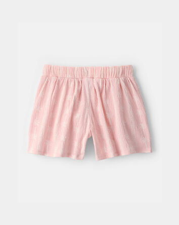 Girls Palm Tree Gauze Shorts - Pink, 