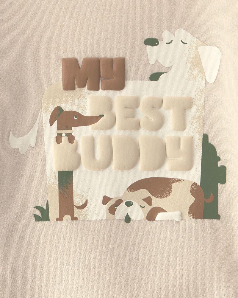 Toddler Boy 2-Piece 'My Best Friend' Dog Fleece Top & Pant Set - Cream/Brown, image 4 of 6 slides