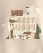 Toddler Boy 2-Piece 'My Best Friend' Dog Fleece Top & Pant Set - Cream/Brown, image 4 of 6 slides