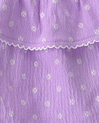 Baby Girl 2-Piece Ruffle Tank Top & Short Set - Purple, image 2 of 3 slides