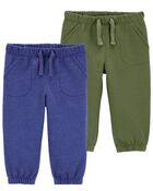 Baby 2-Pack Pull-On Fleece Pants, image 1 of 7 slides