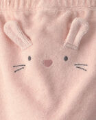 B&eacute;b&eacute; fille - Ensemble 3 pi&egrave;ces &agrave; superposer, haut &agrave; manches courtes en tissu &eacute;ponge &agrave; motif lapin - Rose, image 5 sur 5 diapositives
