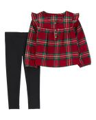 Toddler 2-Piece Plaid Flannel Top & Stretch Leggings, image 1 of 3 slides