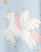 Baby Girl Unicorn Star Print 100% Cotton Long-Sleeve 2-Way Zip 1-Piece Pyjamas - Blue, image 4 of 5 slides