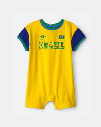 Baby Umbro Brazil Soccer Romper - Blue/Yellow/Green, 