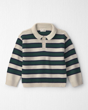 Tout-petit gar&ccedil;on - Chandail polo en tricot de coton biologique &agrave; rayures, 