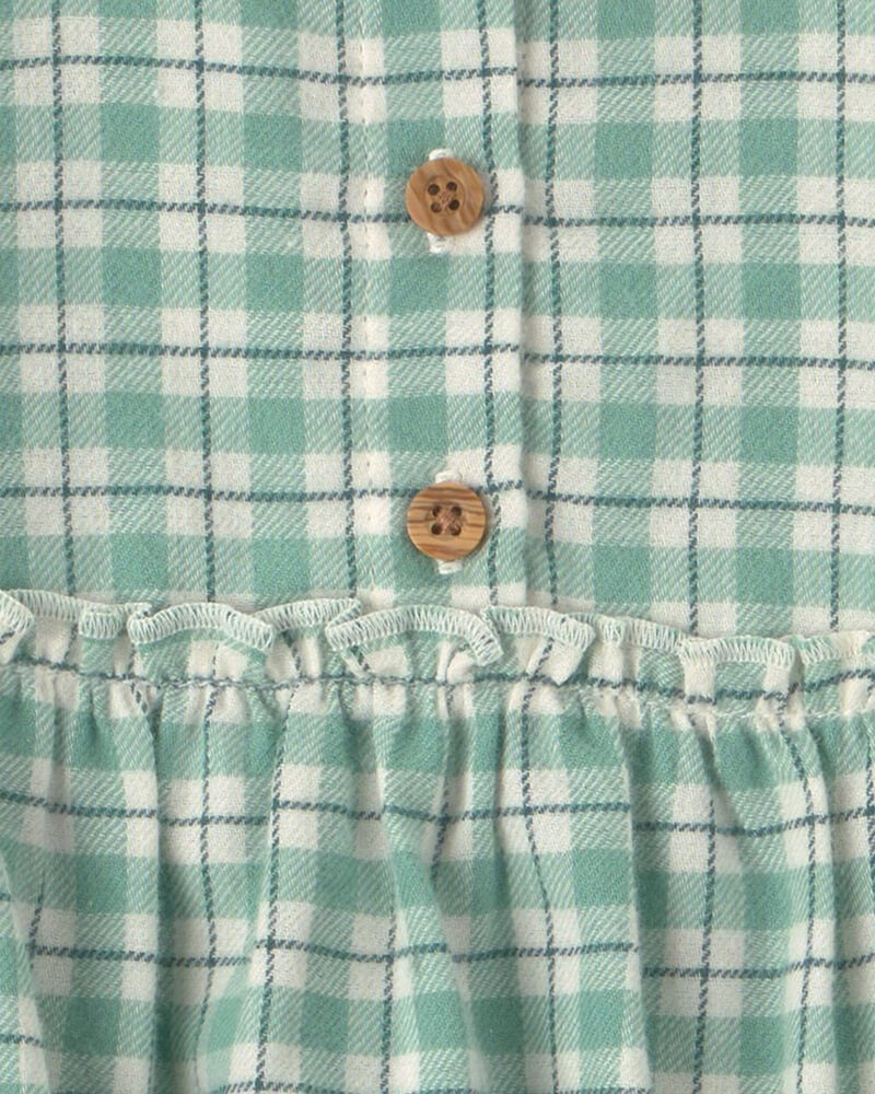 Baby Girl 3-Piece Flannel Long-Sleeve Bubble Set - Green, image 6 of 7 slides