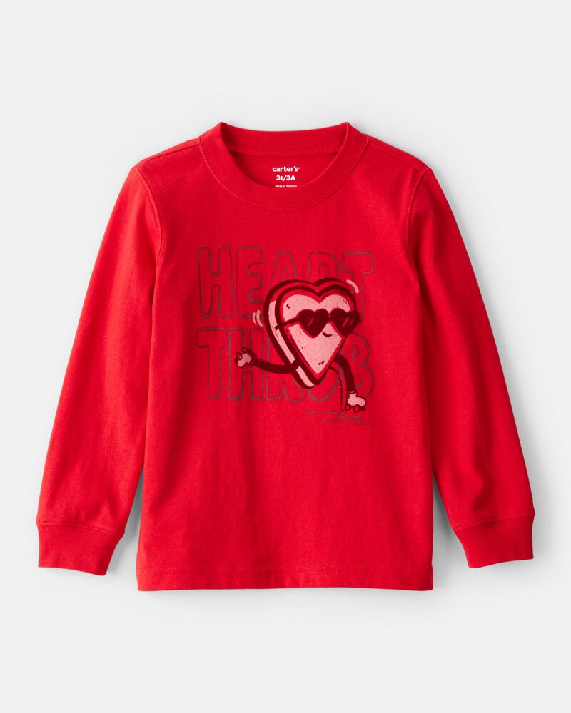 Toddler Boy Valentine's Day Heart Throb Long-Sleeve Graphic Tee - Red, image 1 of 3 slides