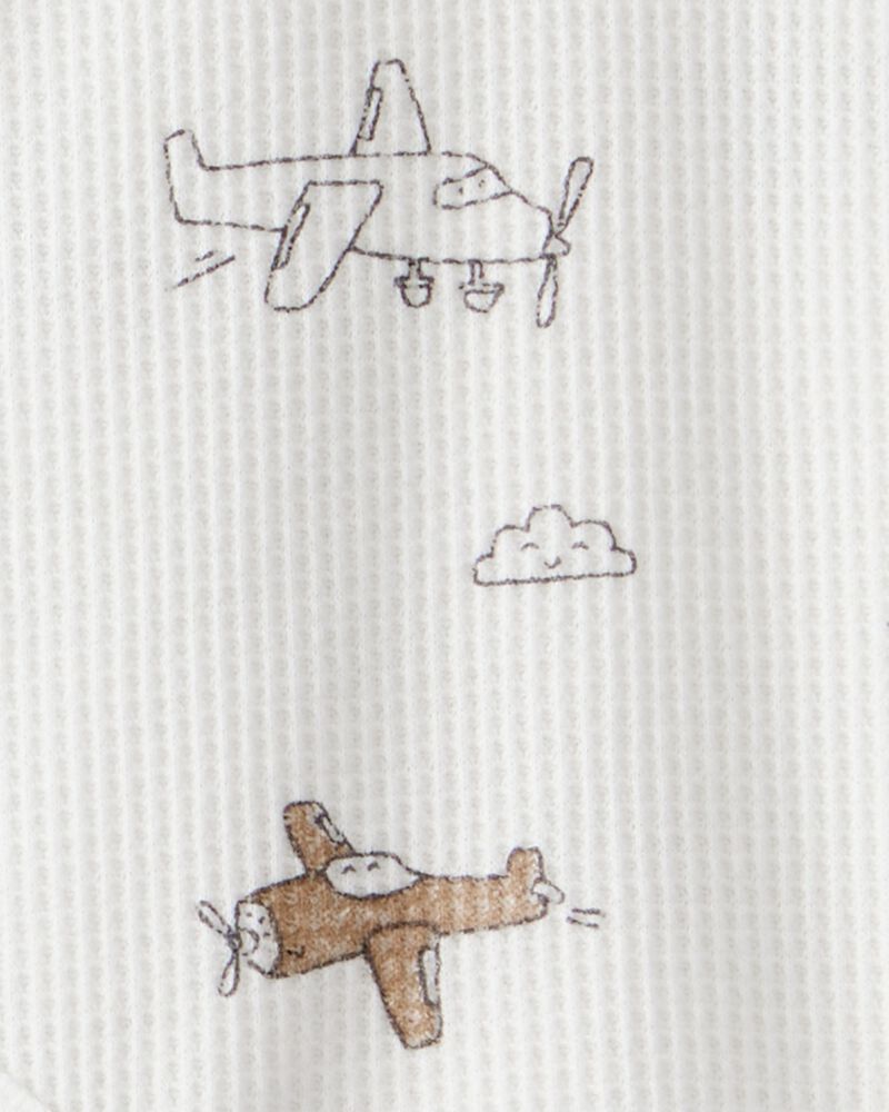 Baby Boy 2-Piece Airplane Thermal Bodysuit & Jogger Set - Green/White, image 4 of 6 slides