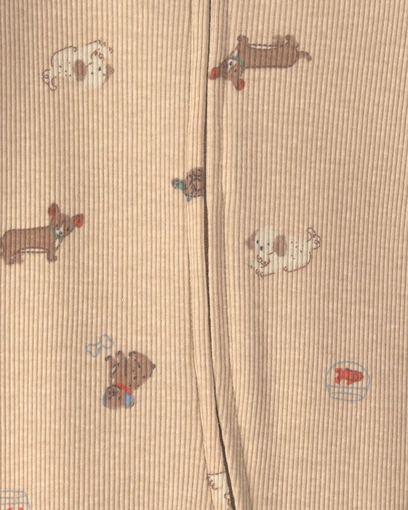 Baby Dog Cotton 2-Way Zip Sleeper - Brown, image 3 of 5 slides
