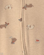 Baby Dog Cotton 2-Way Zip Sleeper - Brown, image 3 of 5 slides