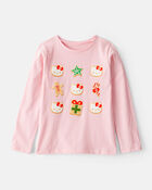 Girls Christmas Hello Kitty&reg; Long-Sleeve Graphic Tee - Pink, image 1 of 3 slides