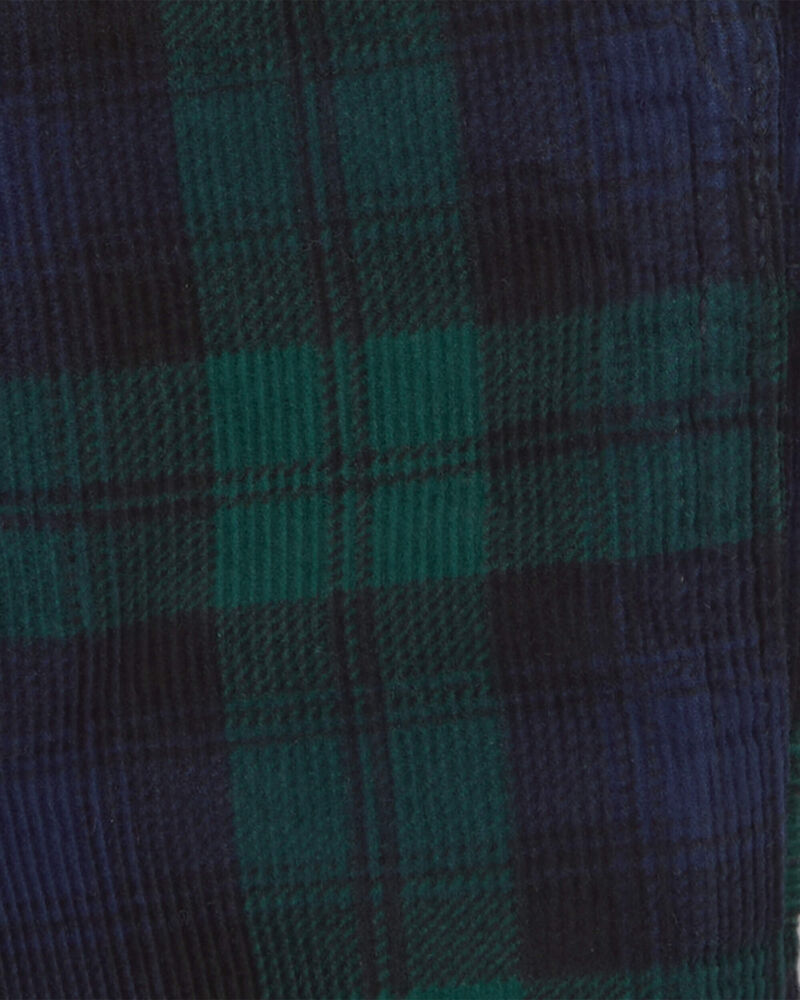 Baby Boy Plaid Corduroy Overalls - Navy Blue/Green, image 3 of 4 slides