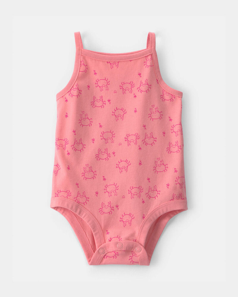 Baby Girl Crab Sleeveless Graphic Bodysuit - Pink, image 1 of 3 slides