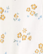 Baby Girl Floral 2-Way Zipper Cotton Sleeper, image 2 of 3 slides