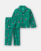 Toddler 2-Piece Snoopy Christmas Fleece Loose Fit Pyjama Set - Green, image 1 of 4 slides