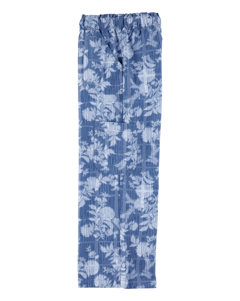 Enfant Pantalon à cordon de serrage à motifs de fleurs - Bleu, image 3 sur 5 diapositives