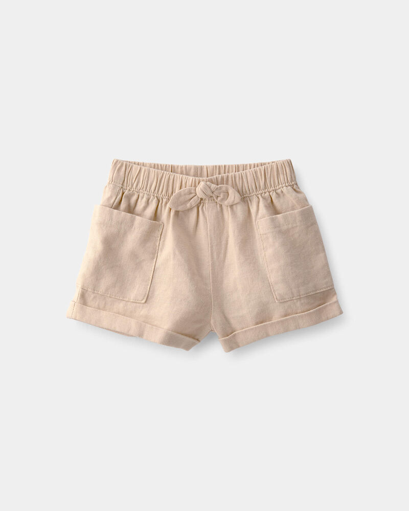 B&eacute;b&eacute; fille - Ensemble 2 pi&egrave;ces haut sans manches et short, palmier tropical &ndash; Brun/Blanc, image 2 sur 4 diapositives