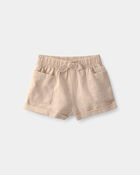 B&eacute;b&eacute; fille - Ensemble 2 pi&egrave;ces haut sans manches et short, palmier tropical &ndash; Brun/Blanc, image 2 sur 4 diapositives