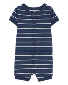 Baby Boy Striped Snug Fit Cotton 1-Piece Pyjamas - Navy, image 1 of 4 slides
