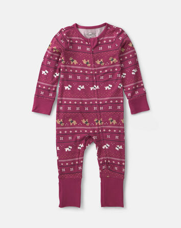 Baby Fair Isle PurelySoft&trade; 2-Way Zip Sleep & Play Pyjamas - Burgundy, 