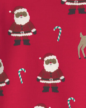 Tout-petit - Pyjama ajust&eacute; 2 pi&egrave;ces en 100 % coton &agrave; motif p&egrave;re No&euml;l brun - Rouge, 