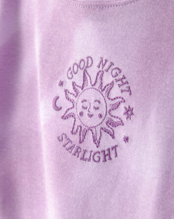 Girls Space Constellation Tie-Dye 100% Cotton Snug Fit 4-Piece Pyjama Set - Purple, 