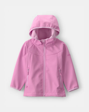 Toddler Girl Solid Rain Jacket with Water-Activated Print - Pink, 