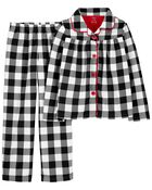 2-Piece Checkered Coat-Style Fleece Pyjamas, image 1 of 2 slides