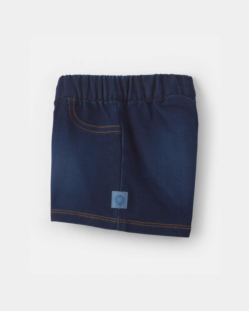 Baby Girl French Terry Knit Shorts - Dark Wash, image 3 of 5 slides