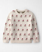 Girls Organic Cotton Sweater Knit Pullover in Floral Jacquard, image 1 of 4 slides