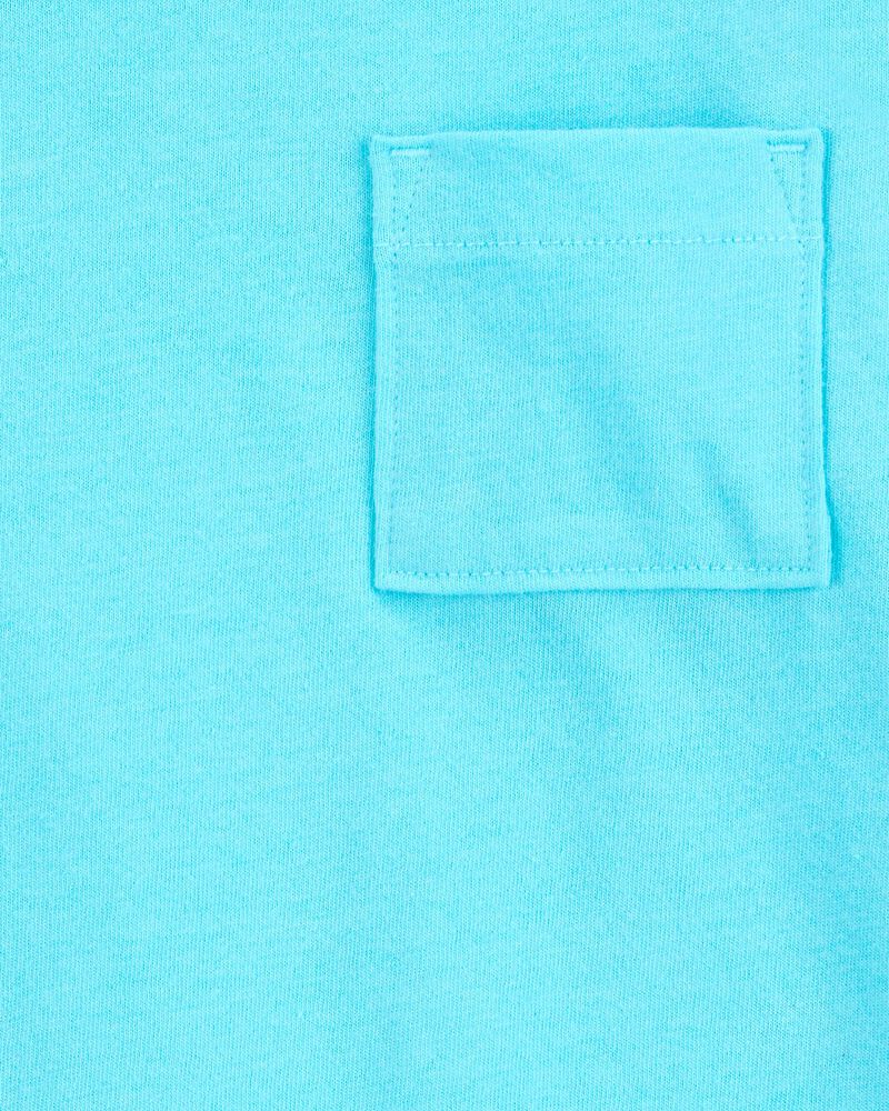 Baby Solid Short-Sleeve Pocket Tee - Blue, image 2 of 3 slides