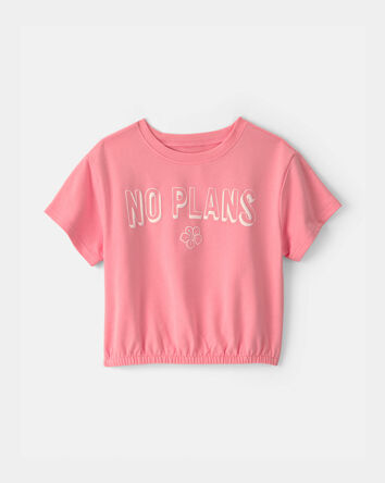 Filles - Haut en jersey bouclette &laquo;No Plans&raquo; - Rose, 